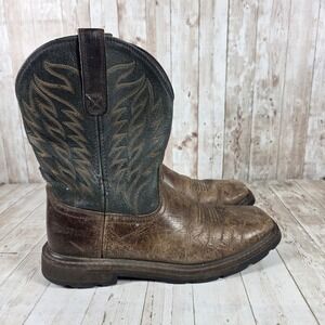 Ariat Work Mens Groundbreaker Brown Green Leather Western Boots 10034614 9.5 D